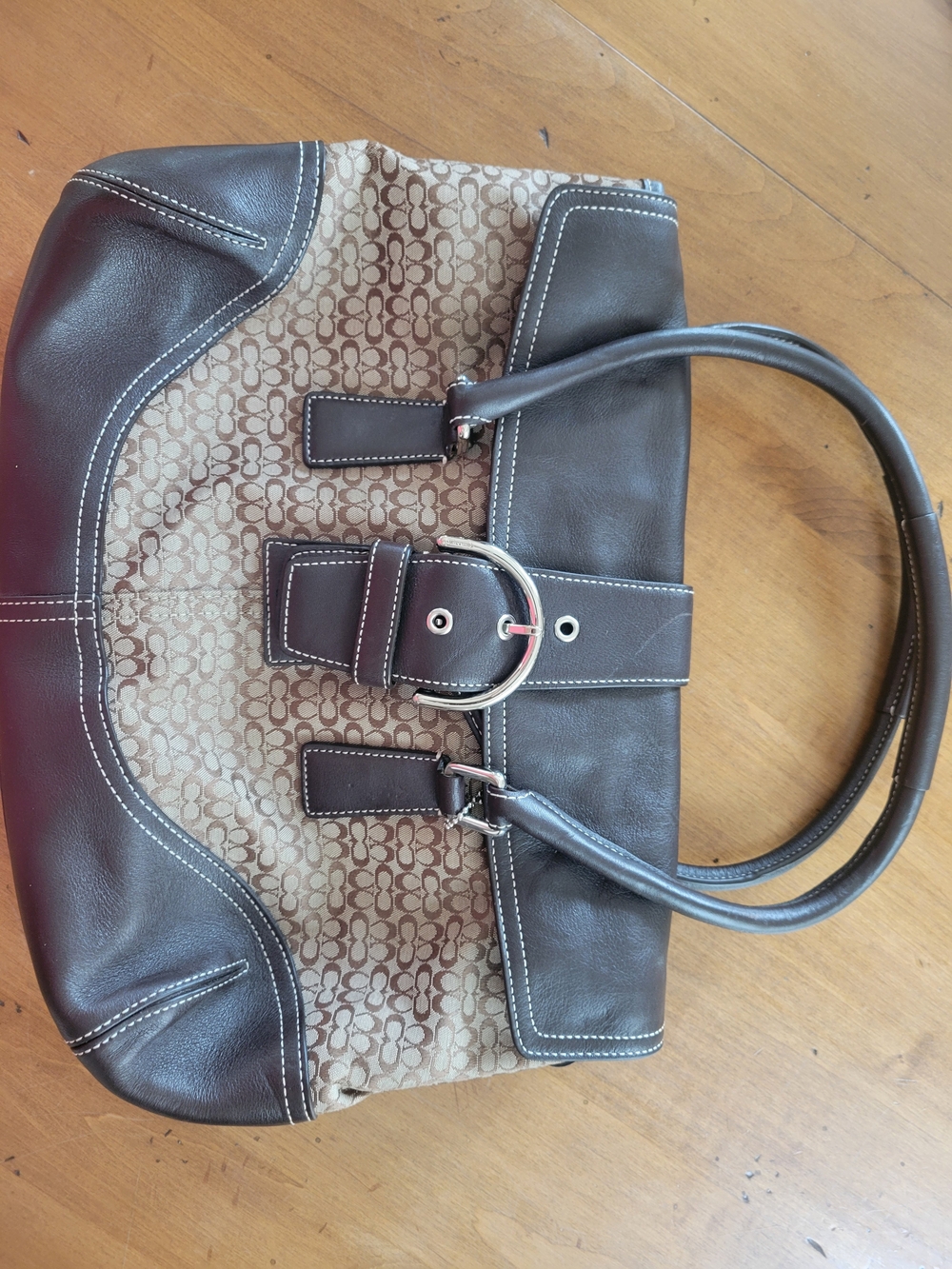 Coach Brown and Tan Signature Canvas Shoulder Bag